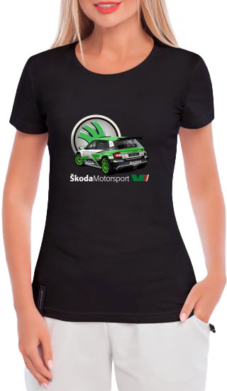 

Футболка женская Globuspioner классическая Skoda Fabia R5 EVO 3 черная принт спереди 753162724