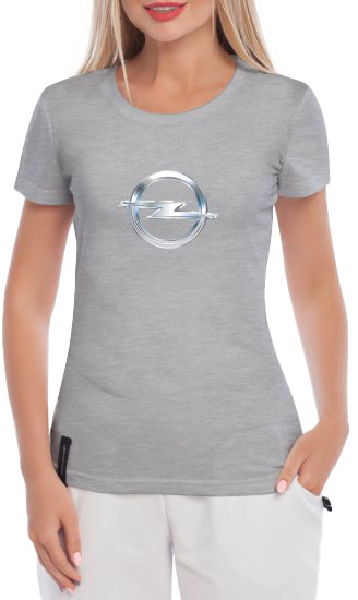 

Футболка женская Globuspioner классическая Opel Logo Silver серая принт спереди 6013327281