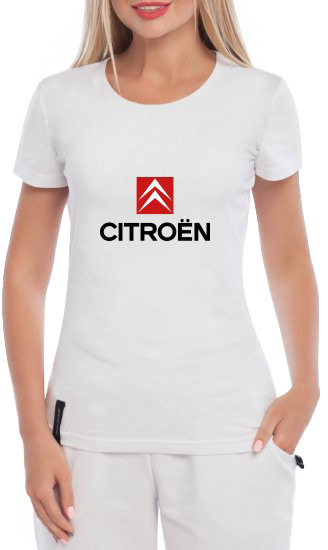 

Футболка женская Globuspioner классическая Citroen Big Logo белая принт спереди 140922716