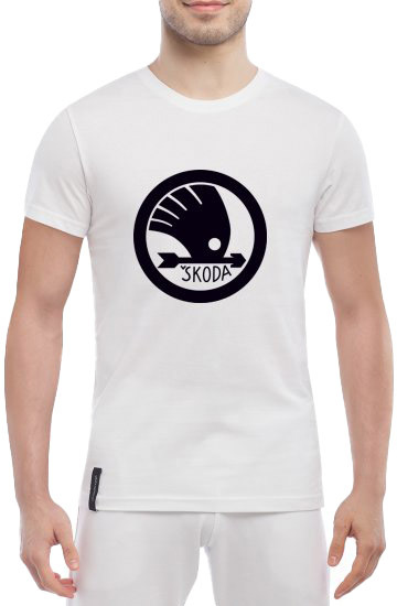 

Футболка мужская Globuspioner классическая Skoda Big Logo Arrow белый спереди 239191716