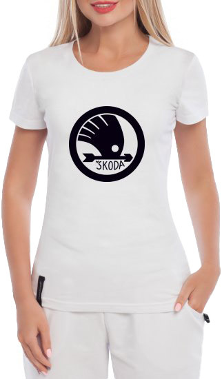 

Футболка женская Globuspioner классическая Skoda Big Logo Arrow белая принт спереди 239192716