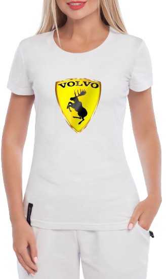 

Футболка женская Globuspioner классическая Volvo Logo Moose белая принт спереди 239082716