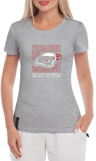 

Футболка женская Globuspioner классическая Working on my Toyota серая принт спереди 5054927282