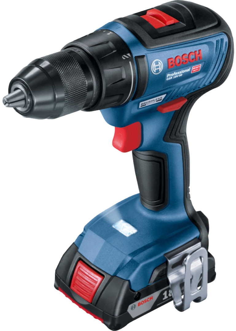 

Шуруповерт Bosch аккумуляторный GSR 18V-50 Professional (2 аккумулятора + ЗУ + чехол) 06019H5000