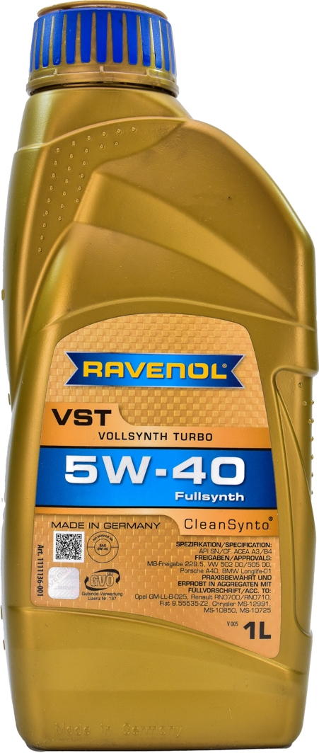 

Моторное масло Ravenol VST 5W-40 синтетическое 1111136001