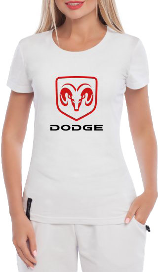 

Футболка женская Globuspioner классическая Dodge Big Logo v2 белая принт спереди 148452715