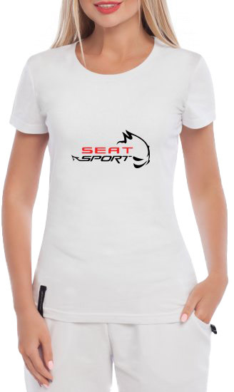 

Футболка женская Globuspioner классическая Seat Sport белая принт спереди 238812715