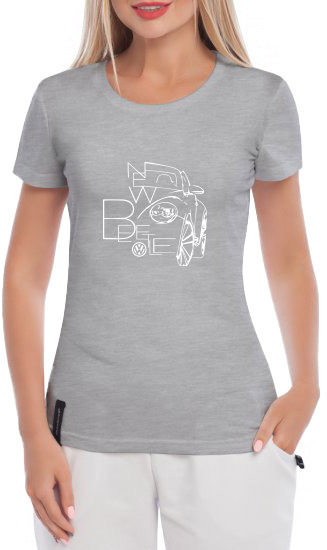 

Футболка женская Globuspioner классическая Volkswagen New Beetle серая принт спереди 5044927285