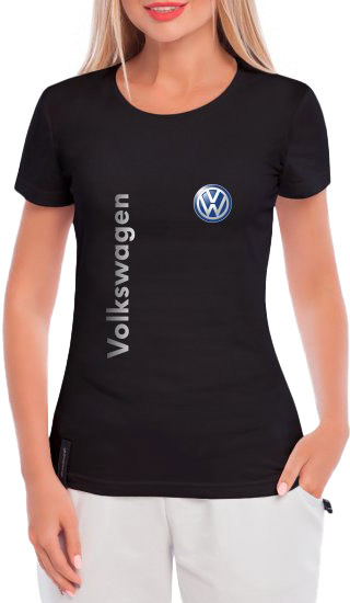 

Футболка женская Globuspioner классическая Volkswagen Big Logo Vertical черная принт спереди 666752721