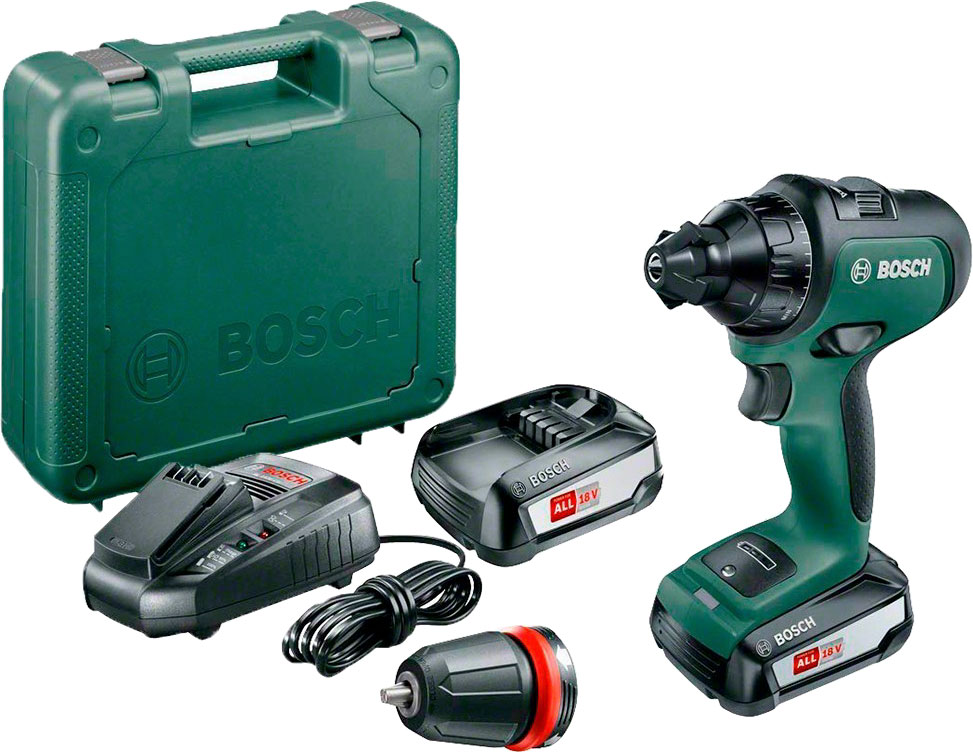 

Шуруповерт Bosch аккумуляторный AdvancedDrill 18 (2 аккумулятора + ЗУ + насадки + чехол) 06039B5001