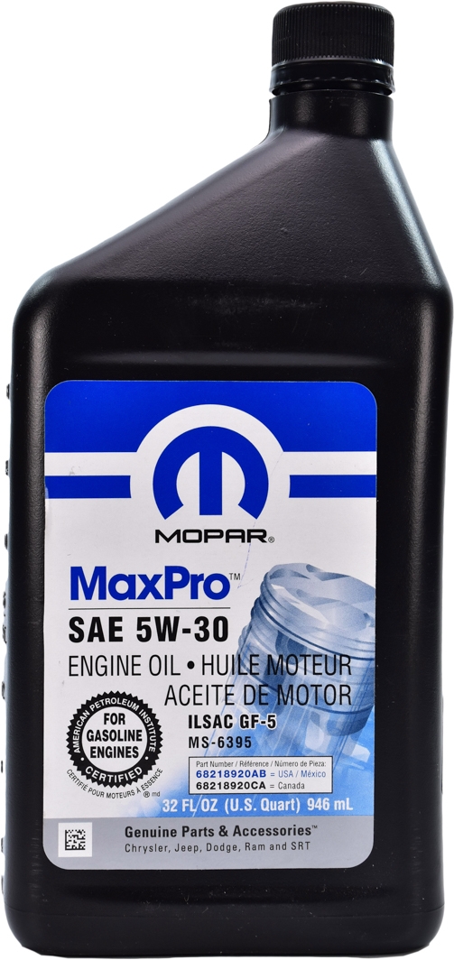 

Моторное масло Mopar MaxPro 5W-30 синтетическое 68218920AB