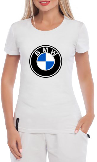

Футболка женская Globuspioner классическая BMW Big Logo Classic v2 белая принт спереди 200292715