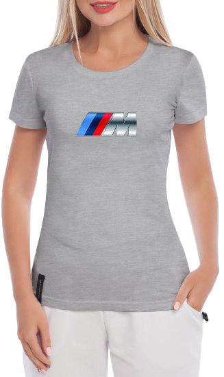 

Футболка женская Globuspioner классическая BMW M Big Logo v2 серая принт спереди 5742327282