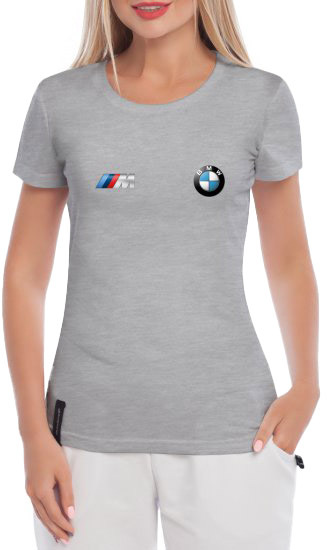 

Футболка женская Globuspioner классическая BMW M Mini Logo серая принт спереди 6641127281