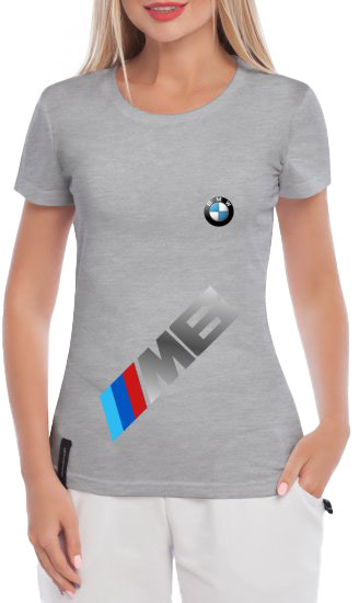 

Футболка женская Globuspioner классическая BMW M6 Big Logo Vertical серая принт спереди 6642627282