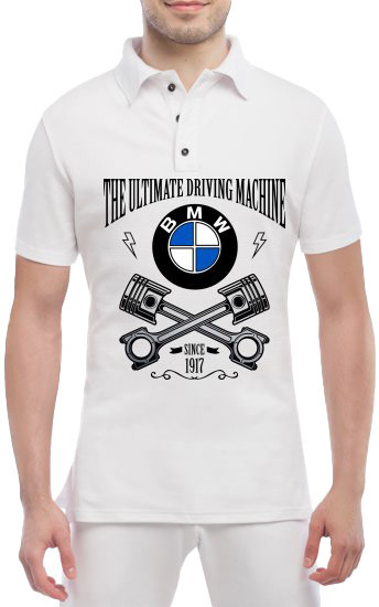 

Футболка мужская Globuspioner поло BMW The Ultimate Driving Machine белый спереди 747525317