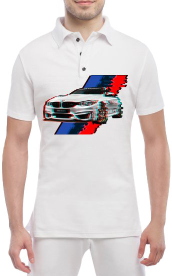 

Футболка мужская Globuspioner поло BMW M4 Glitch белый спереди 756635316