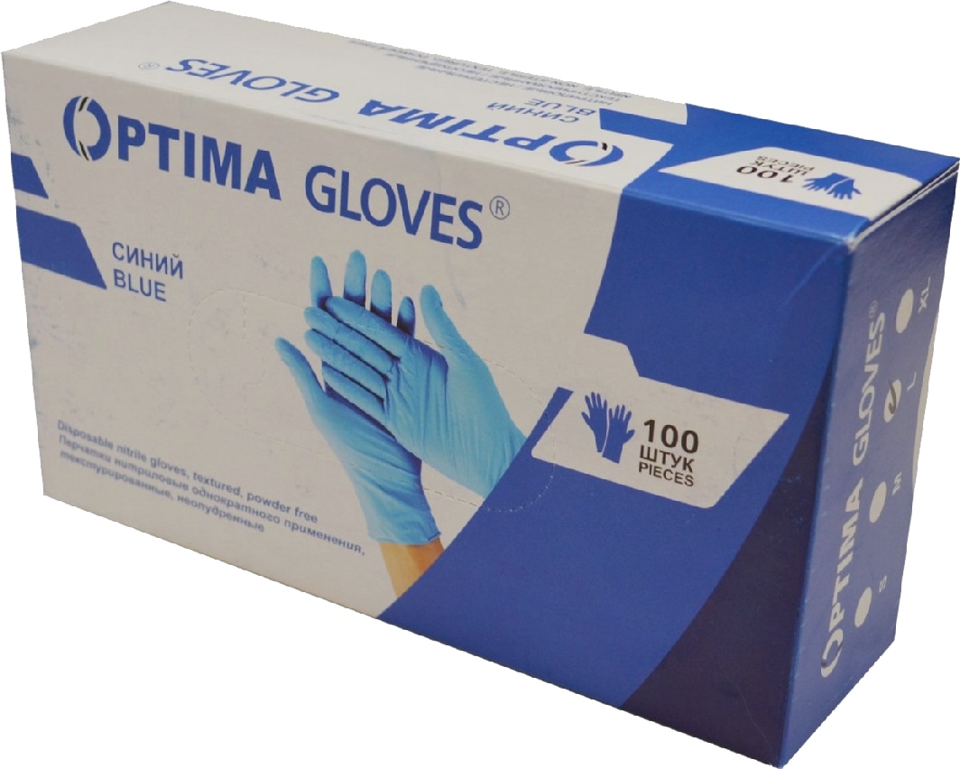 

Перчатки медицинские Optima Gloves нитриловые синий 52-108