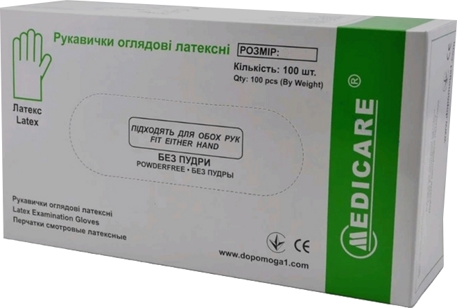 

Перчатки медицинские Medicare латексные белый 52-066