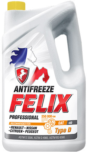 

Готовый антифриз Felix Type D OAT желтый -40 °C 430206332