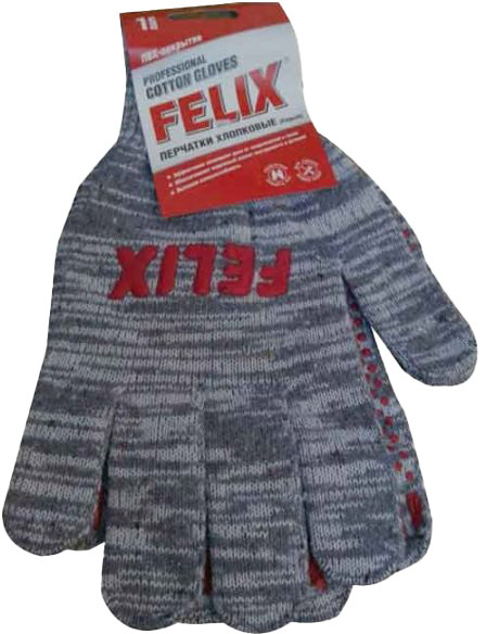 

Перчатки рабочие Felix хб с точками ПВХ серый 411040149