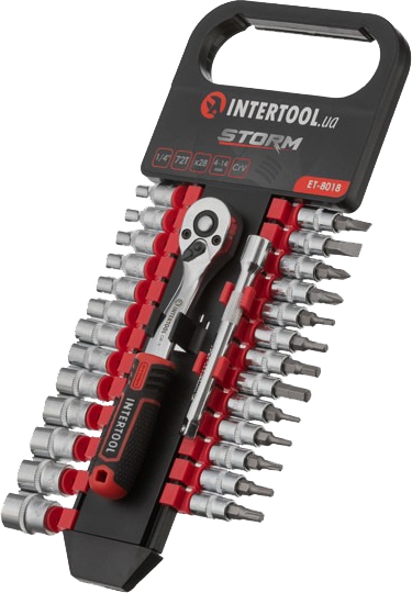

Набор торцевых головок и комплектующих Intertool Storm ET-8018 26 шт. 1/4"