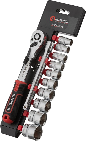 

Набор торцевых головок и комплектующих Intertool Storm ET-8013 10 шт. 3/8"