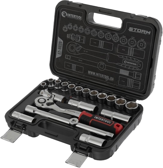 

Набор торцевых головок и комплектующих Intertool Storm ET-8020 15 шт. 1/2"