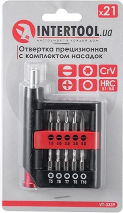 

Отвертка прецизионная с набором бит Intertool VT-3339