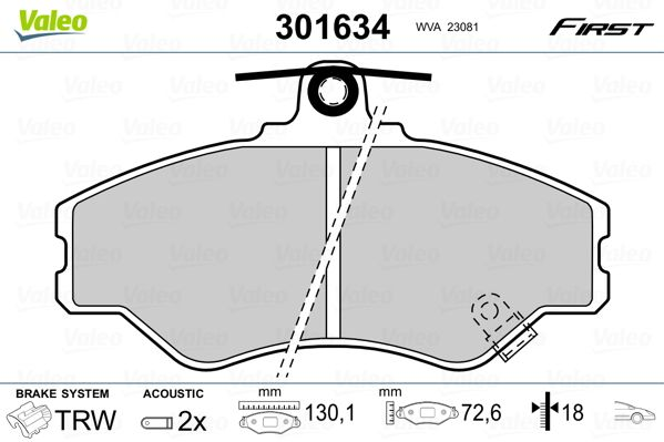 

Valeo 301634 Тормозные колодки