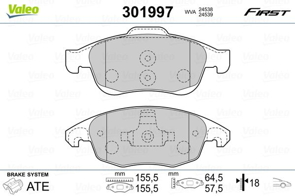 

Valeo 301997 Тормозные колодки