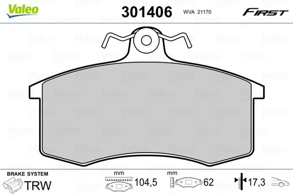 

Valeo 301406 Тормозные колодки