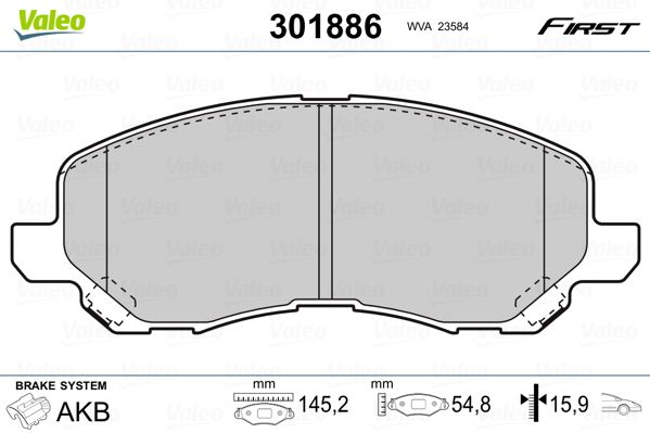 

Valeo 301886 Тормозные колодки