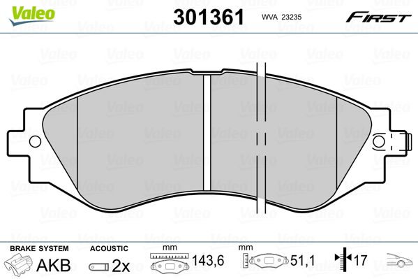 

Valeo 301361 Тормозные колодки