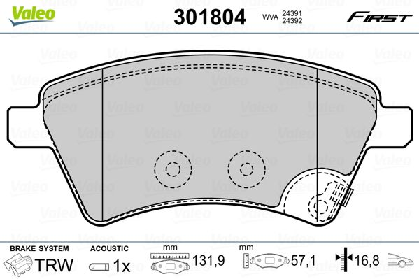 

Valeo 301804 Тормозные колодки