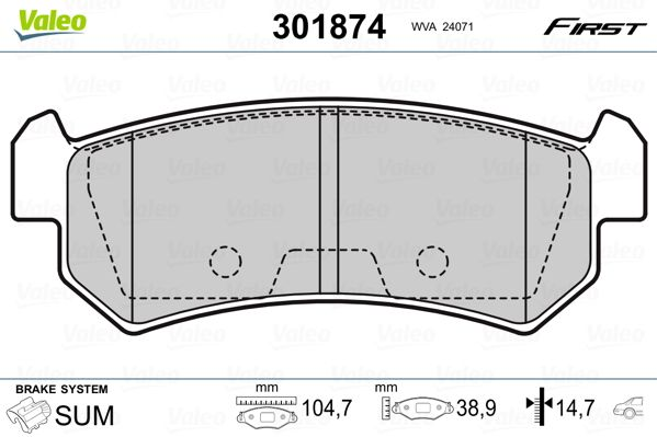 

Valeo 301874 Тормозные колодки