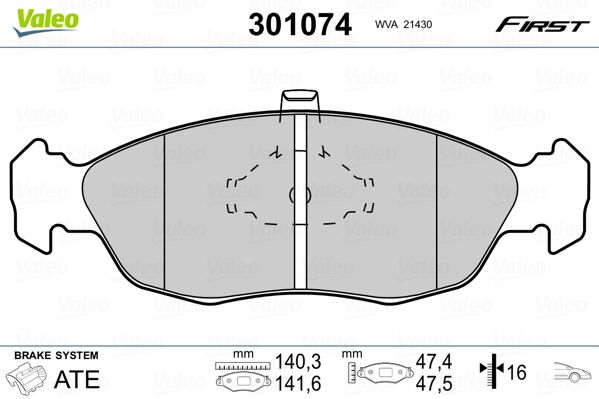 

Valeo 301074 Тормозные колодки