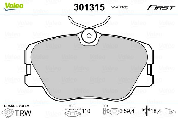 

Valeo 301315 Тормозные колодки