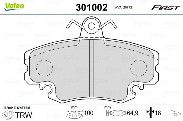 

Valeo 301002 Тормозные колодки