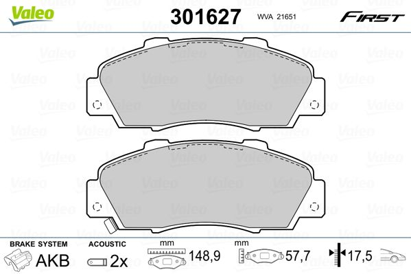 

Valeo 301627 Тормозные колодки