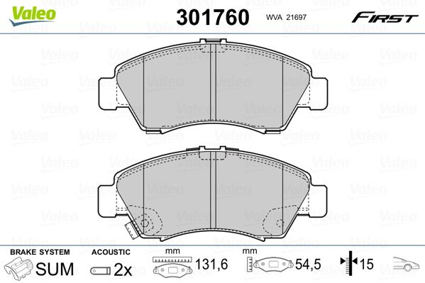 

Valeo 301760 Тормозные колодки