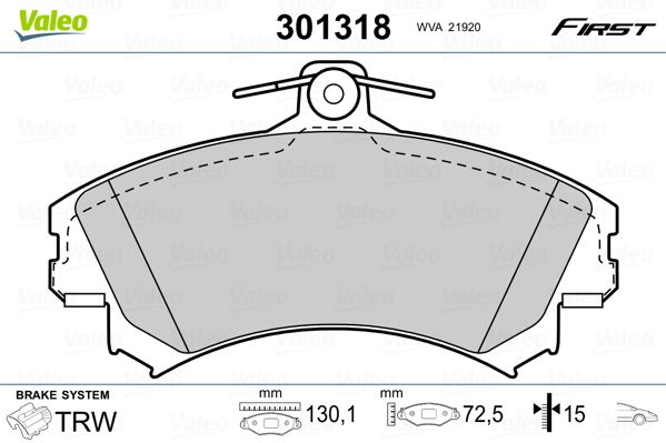 

Valeo 301318 Тормозные колодки