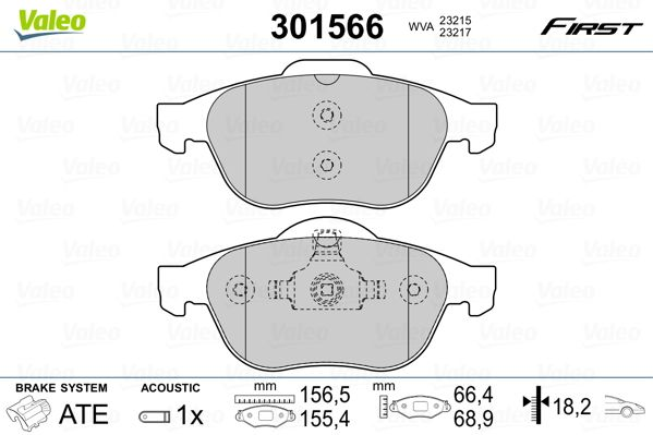 

Valeo 301566 Тормозные колодки