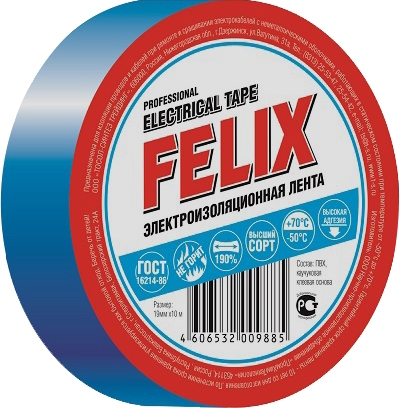 

Изолента Felix 410040170 синяя ПВХ 19 мм x 10 м