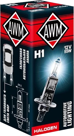 

Автолампа Awm 410300001 H1 P14,5s 55 W прозрачная
