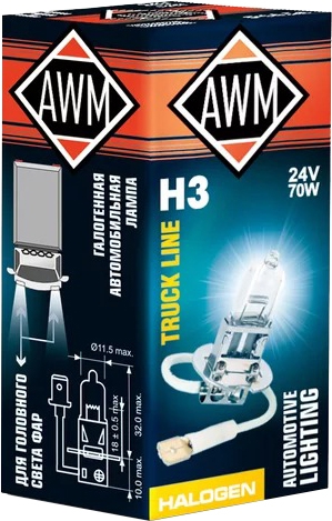 

Автолампа Awm 410300017 H3 PK22s 70 W прозрачная