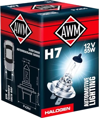 

Автолампы Awm 410300004 H7 PX26d 55 W прозрачный