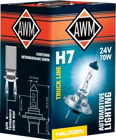

Автолампы Awm 410300019 H7 PX26d 70 W прозрачный