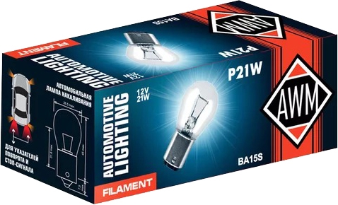 

Автолампа Awm 410300006 P21W BA15s 21 W прозрачная