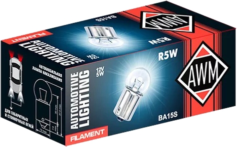 

Автолампы Awm 410300010 R5W BA15s 5 W прозрачный